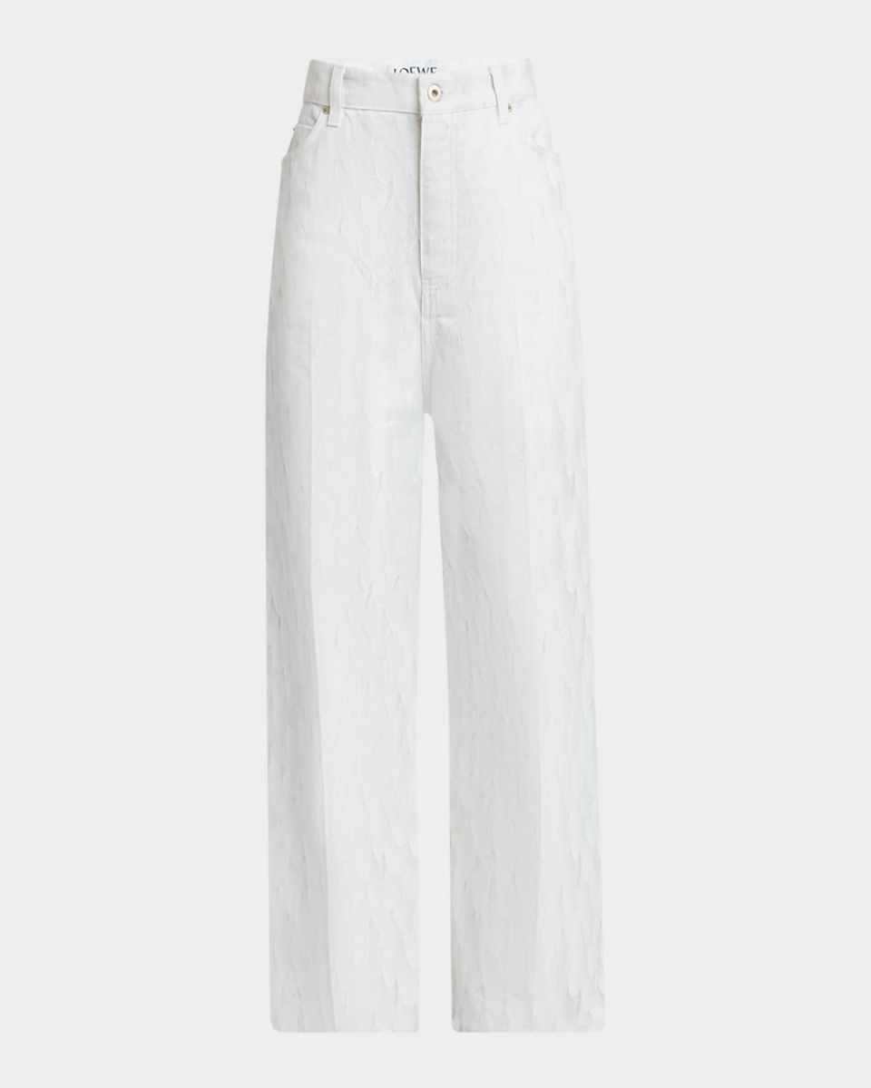 Feather Printed Denim Pants